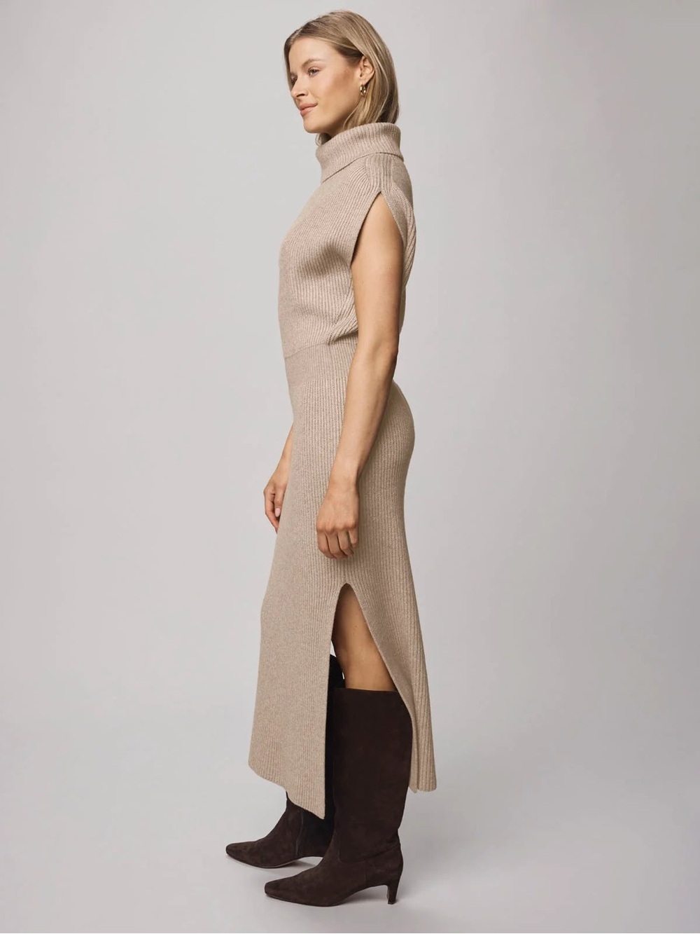 Splendid Marigold Cashmere Blend Ribbed Turtleneck Sweater Dress NWT XS - Picture 9 of 10